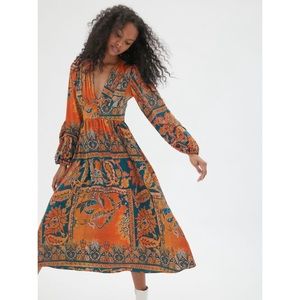 NWT UO Lullaby Sleek Plunging Midi Dress